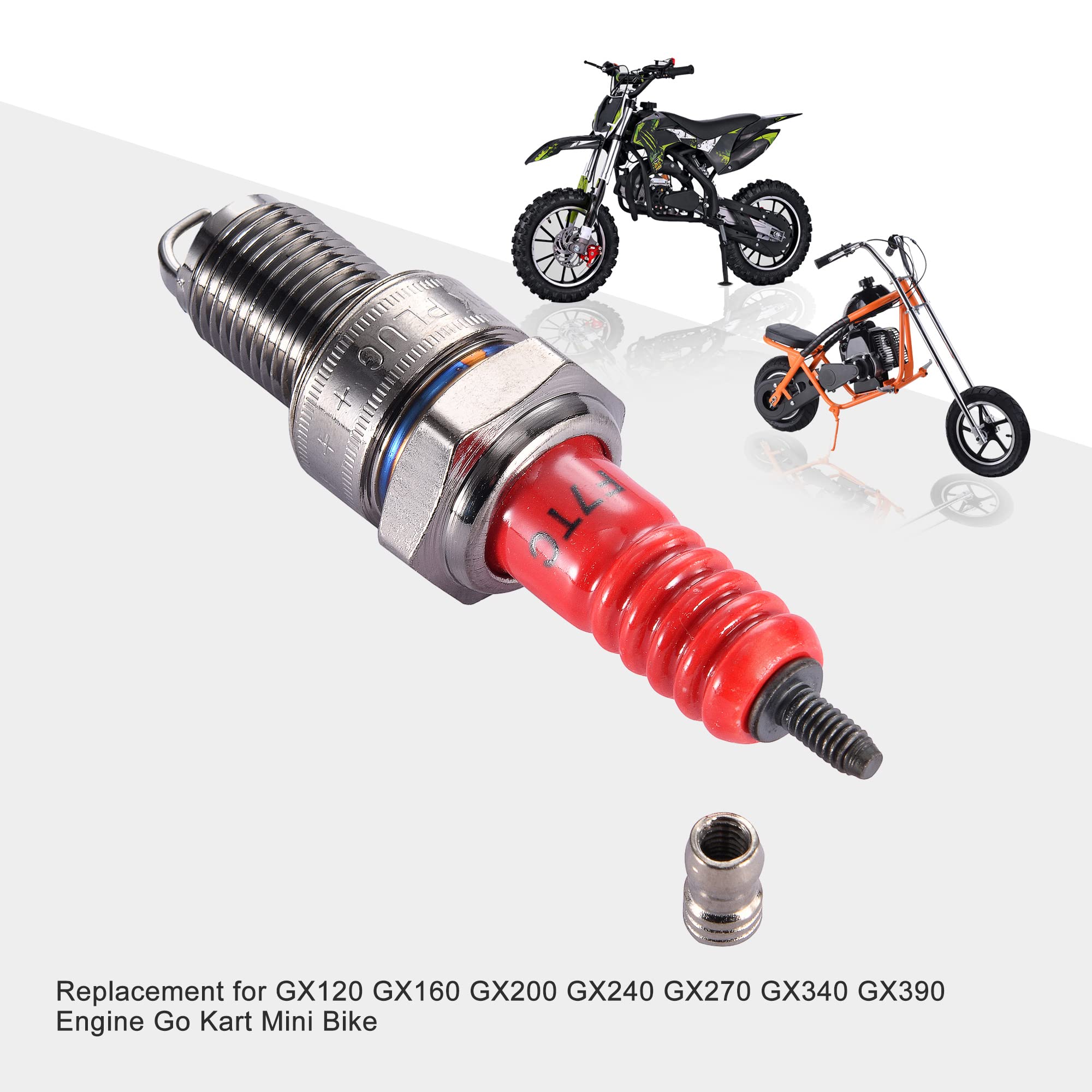 GOOFIT Set 4 Candele Accensione Iridium D8TC Rosse Per Scooter ATV Pocket Bike Moto