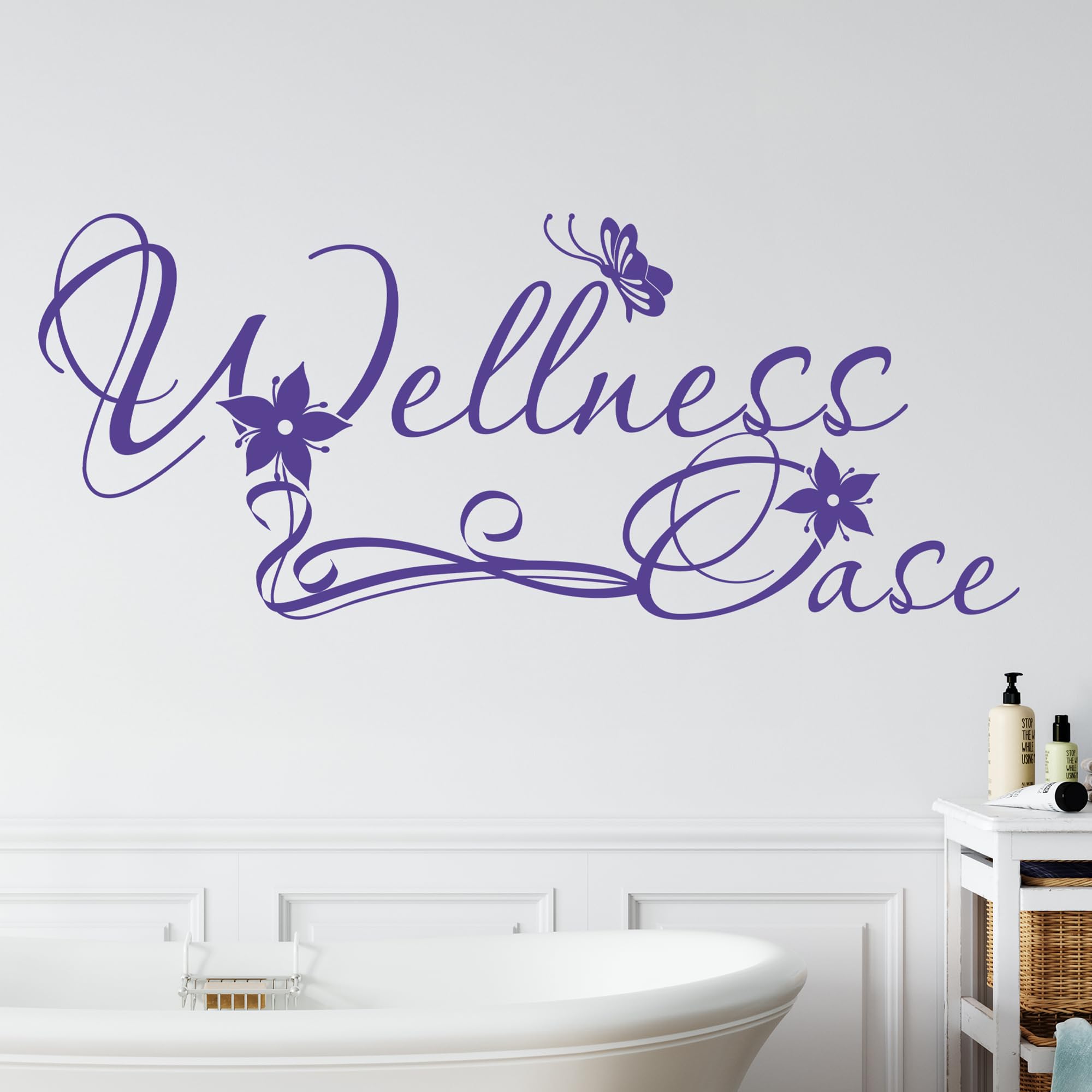 GRAZDesign Wandtattoo Bad Wellnessoase, Wandaufkleber Badezimmer Wand Aufkleber - 138x57cm / 070 schwarz