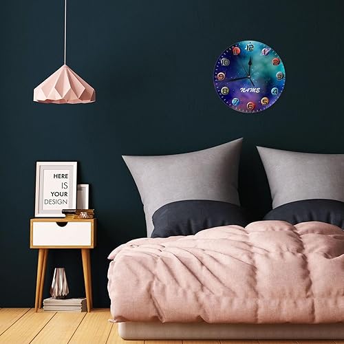 Vista 73 de Reloj de pared personalizado con diseño de unicornio y rosa con purpurina para habitación de los niños, reloj de pared personalizado con nombre