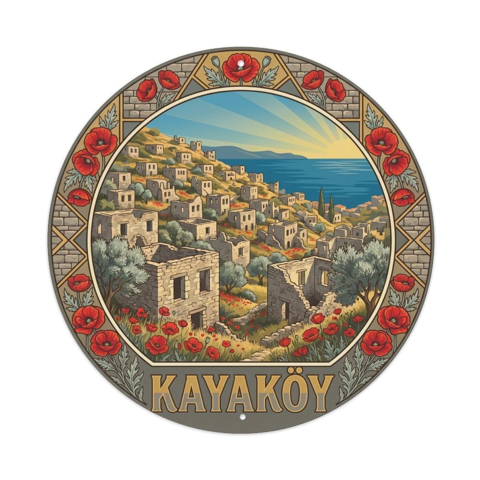 Mugla Kayakoy Ghost Village Turkey Travel Vintage Metal Tin Sign
