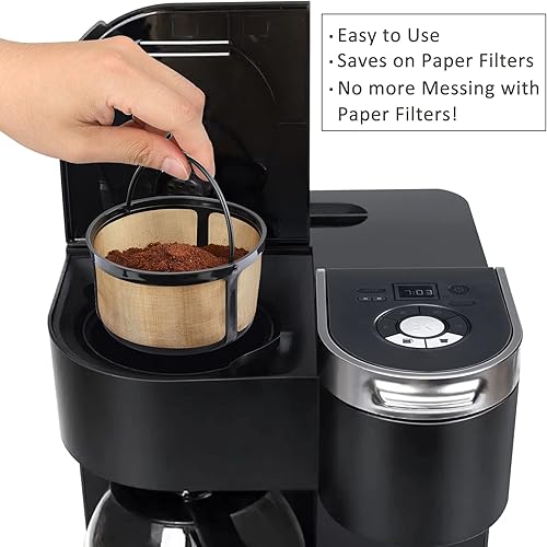 Vista 4 de Filtro de café reutilizable de malla dorada de 8 a 12 tazas para Keurig K-Duo Essentials y K Duo Brewers, reemplaza tus filtros de café de papel
