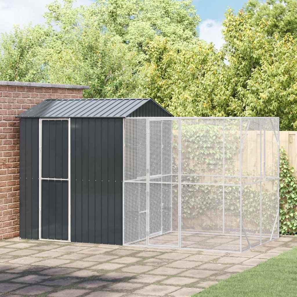 Vogelkäfig Anthrazit 418 x 210 x 247 cm Verzinkter Stahl,Tier- & Haustierbedarf,Haustierbedarf,Vogelbedarf,Vogelkäfige & -ständer,Anthrazit,127.35 kg-3325156