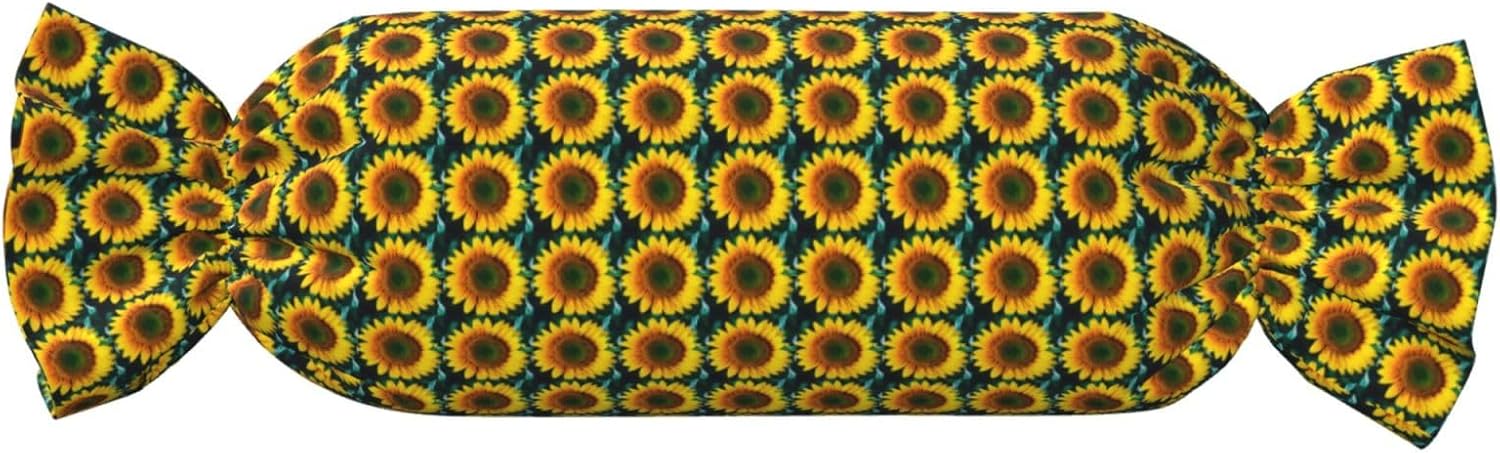 Sunflower Pattern Print Candy Cylindrical Eco-Friendly Pillow Soft Velvet Living Room Bedroom Travel Decor