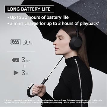 Sony WH-1000XM6 Wireless Noise Canceling Headphones, HD NC Processor QN3, 12 Mics, Adaptive NC Optimizer, Black, with Portable Charger, Headphone Stand, 20W Charger,