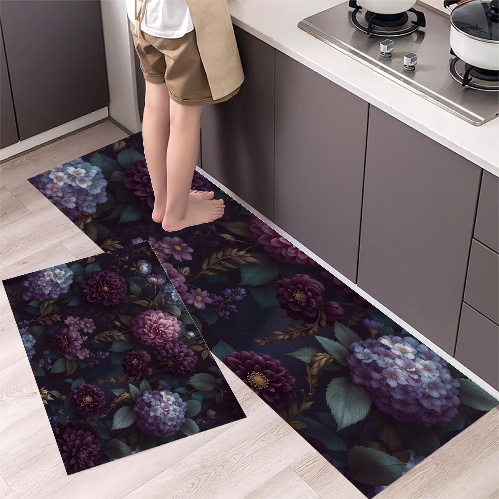 Alfombras de cocina de hortensias para dar un toque retro y natural a tu hogar