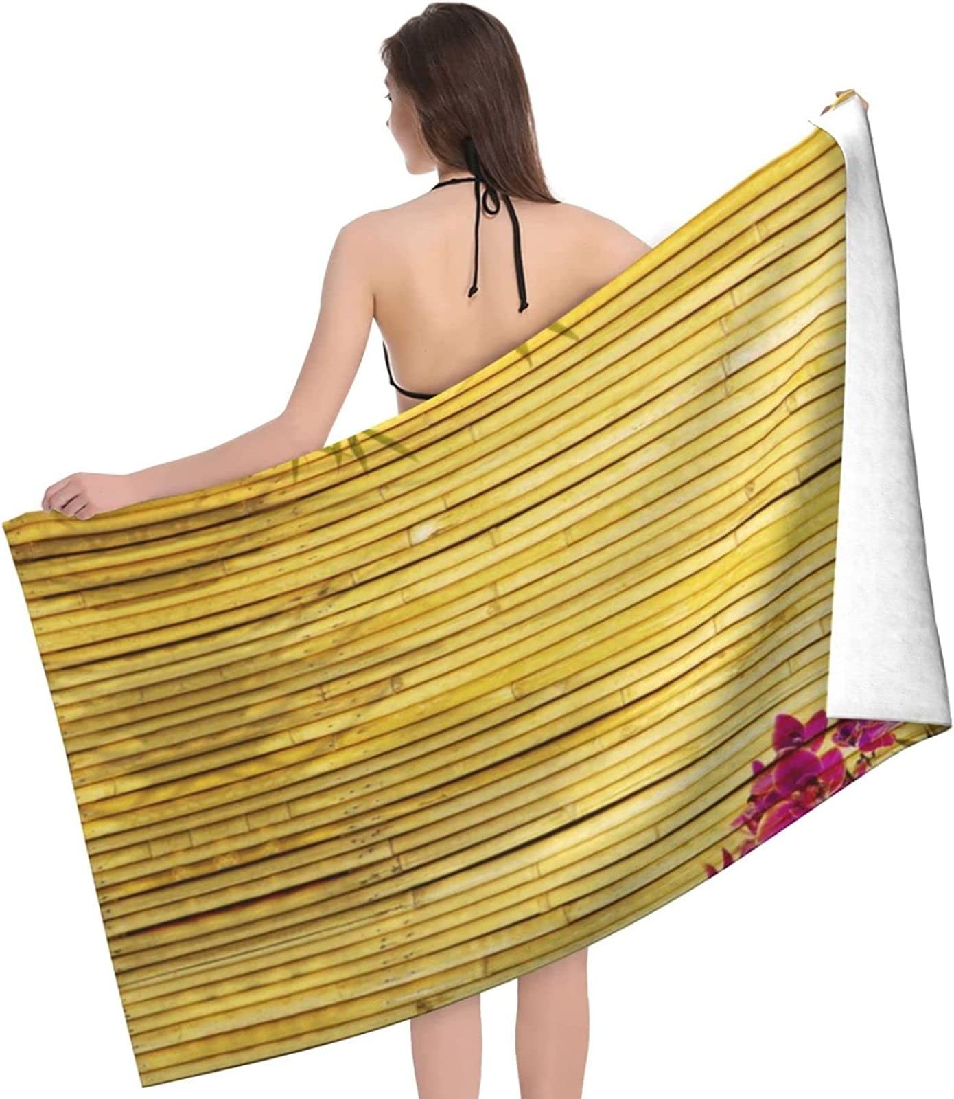 Strandtuch Bambus, Mikrofaser Strandtuch Gelb Handtuch Extra Groß 200x200 cm Badetuch Strandhandtuch Schnell Trocknendes Sandfreies Weiches Saunatuch, reisehandtuch, Badehandtuch