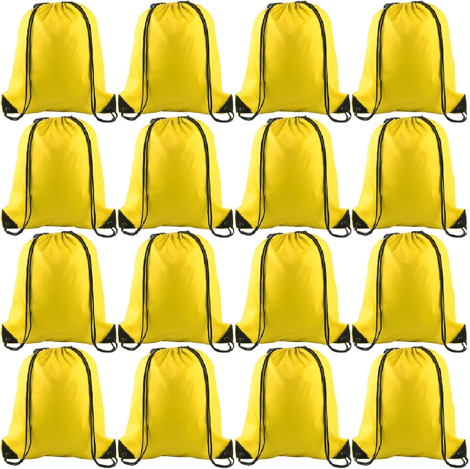 KUUQA 12 Pcs Drawstring Backpack Bags Bulk Yellow Drawstring Bag Foldable Gym Bag Sports Cinch Sack String Backpack Storage Bags for Women Men Shopping Gym Travel Sports