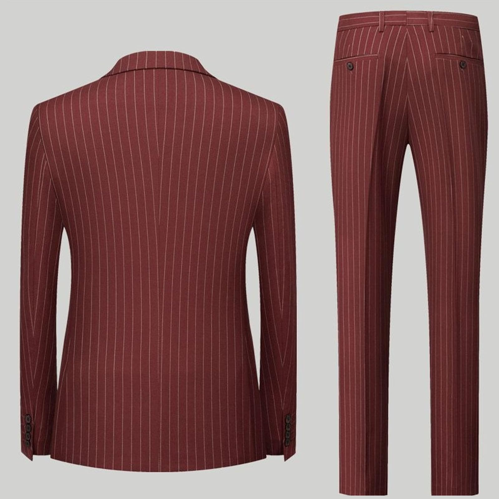 Completo da Uomo Slim Fit, 2 Pezzi, Doppiopetto, gessato, Giacca e Gilet, Pantaloni, per Matrimonio e Ballo di fine Anno