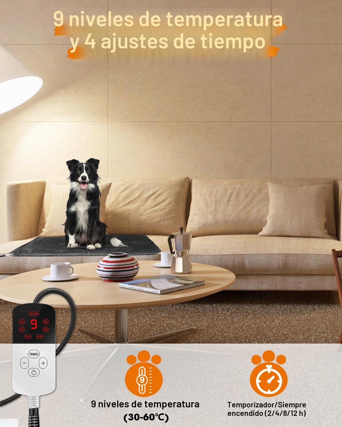 Esterilla calefactora para Gato y Perro, 45 x 45 cm | Alfombrilla Térmica para Mascotas, Impermeable segura, Anti-mordida, para Mascotas Recién Nacidos y Ancianos, 45x45cm