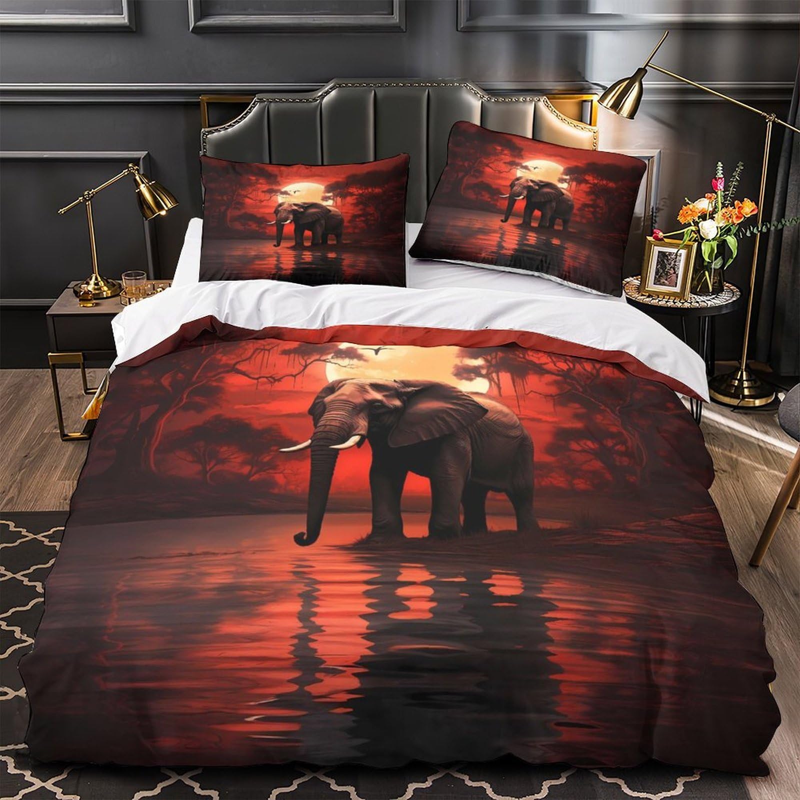 Housse de couette Éléphant 3D au rendu faune sauvage haute définition