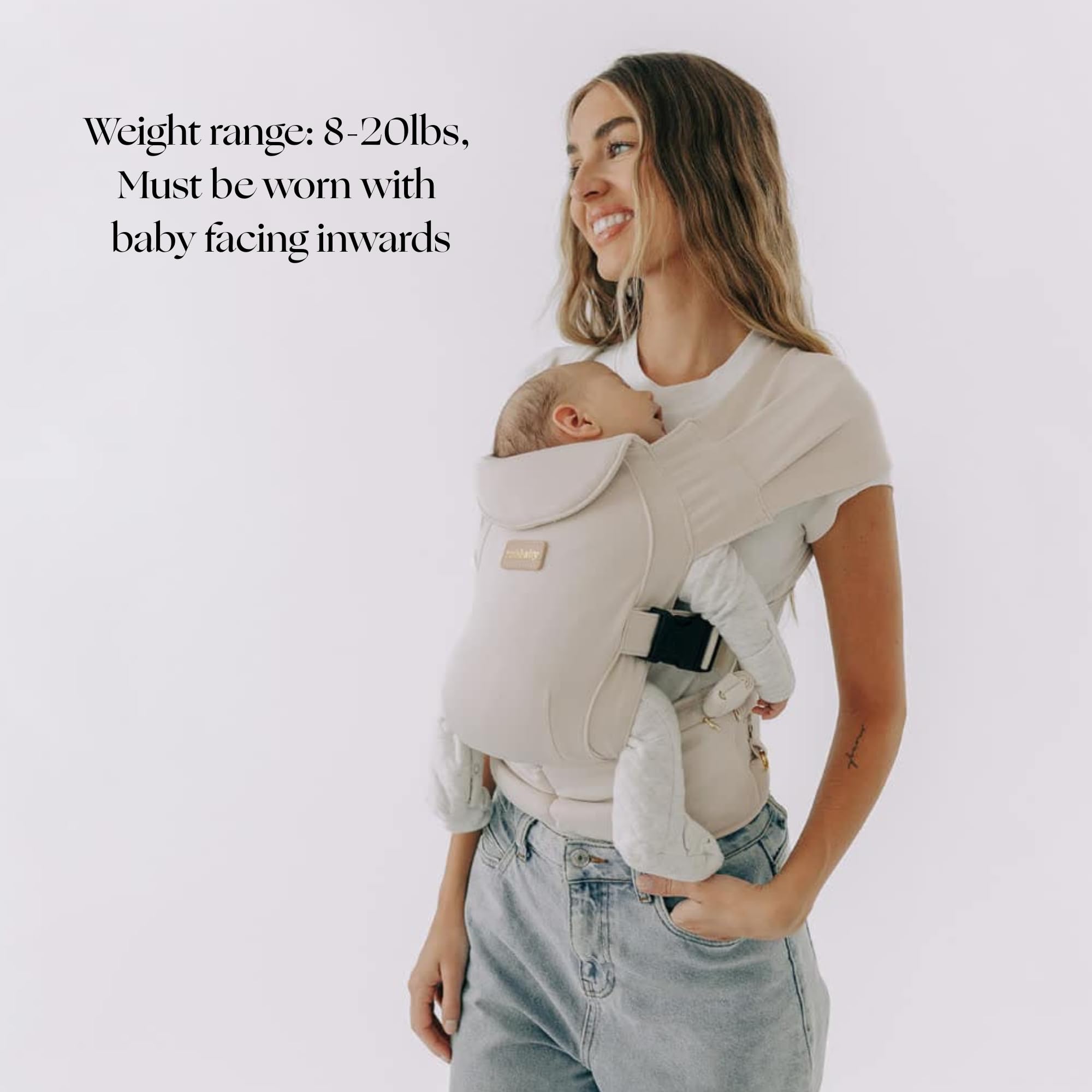 Tushbaby Pearl Wrap Porte-bébé ergonomique pour nouveau-nés de 3,6 à 9,1 kg, porte-bébé mains libres avec rangement, porte-biberon et fixation de lingette – Tissu doux, respirant et ajustement