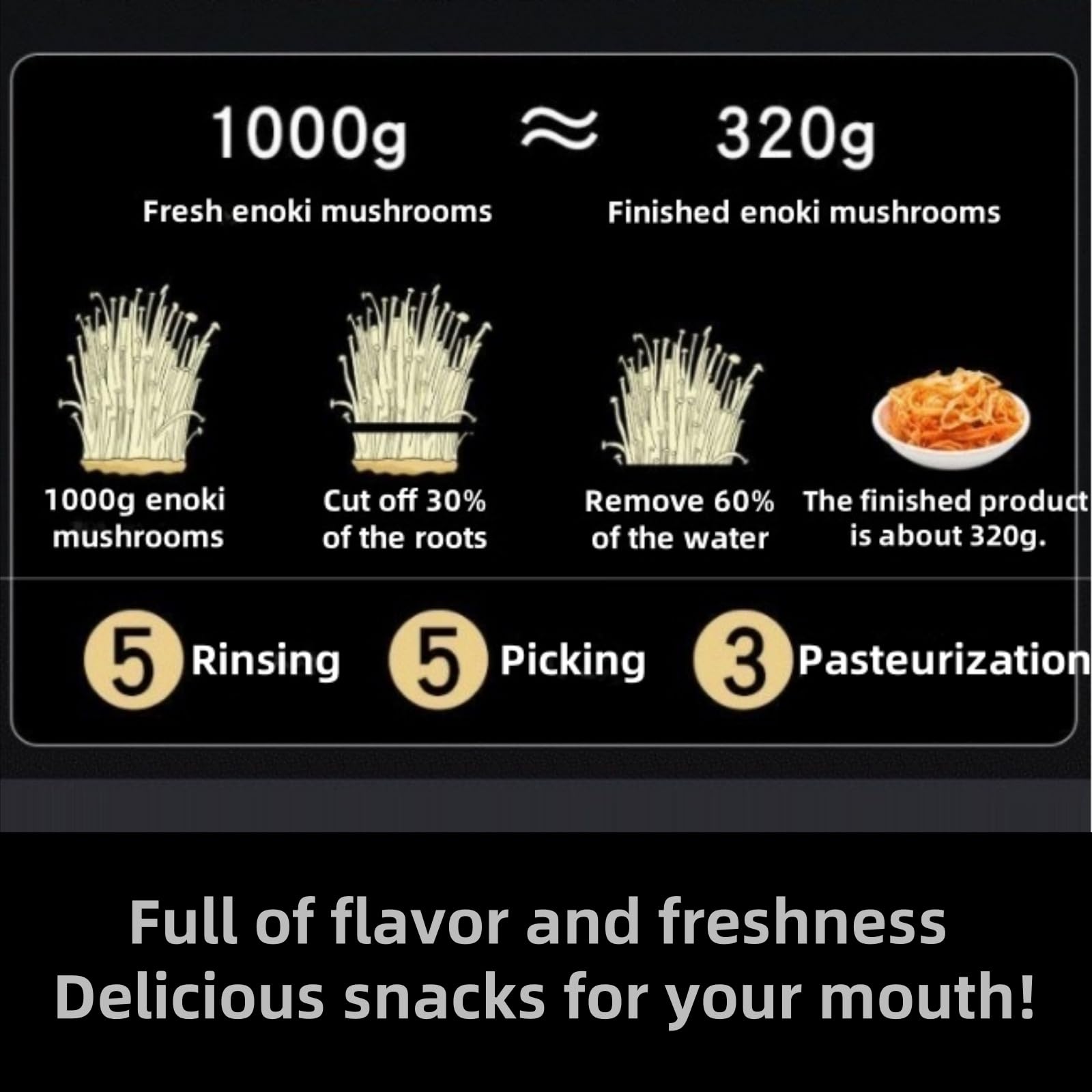 Noble Createaprototype Spicy Enoki Mushroom Snack, Chinese Style Chili Oil Pickled Mushrooms, Ready to Eat, Vegan, Gluten Free