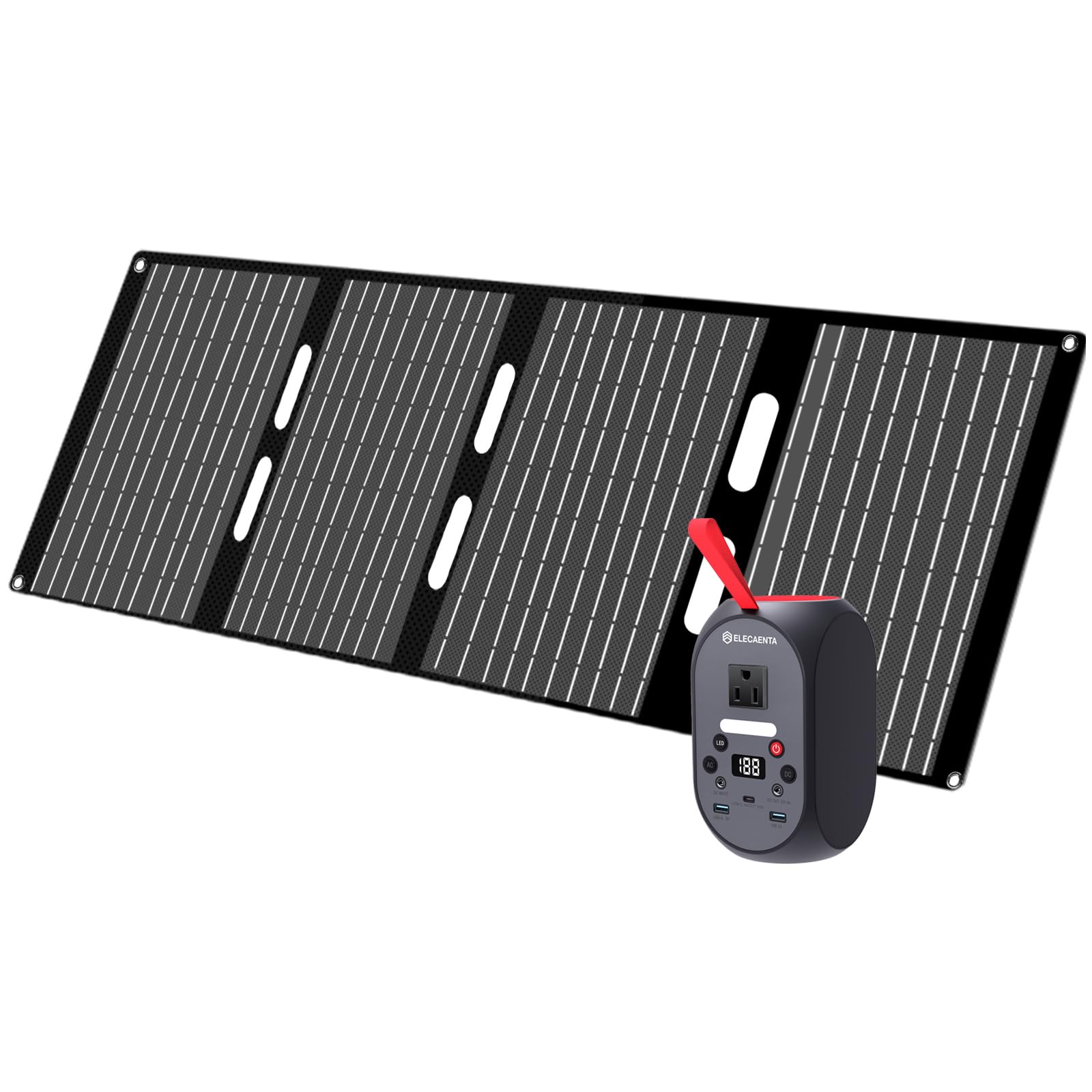 ELECAENTA 99Wh Portable Power Station with 40W Solar Panel Charger 120W Peak 200W LiFePO4 Battery Bank Backup Small
