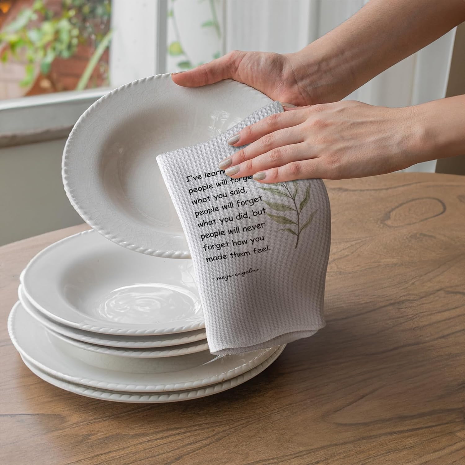 TNUW Hostess Gifts Kitchen Towels - Hostess Gifts for Women,Inspirational Quote Soft and Absorbent Kitchen Tea Dish Hand Towels 16″×24″(White) - Image 4