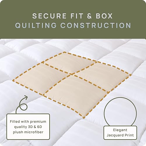 Miniatura 7 de Actualizado! Funda de colchón de felpa extra gruesa de 3 pulgadas con funda de algodón 100 %, tamaño completo, funda de cama alternativa para una