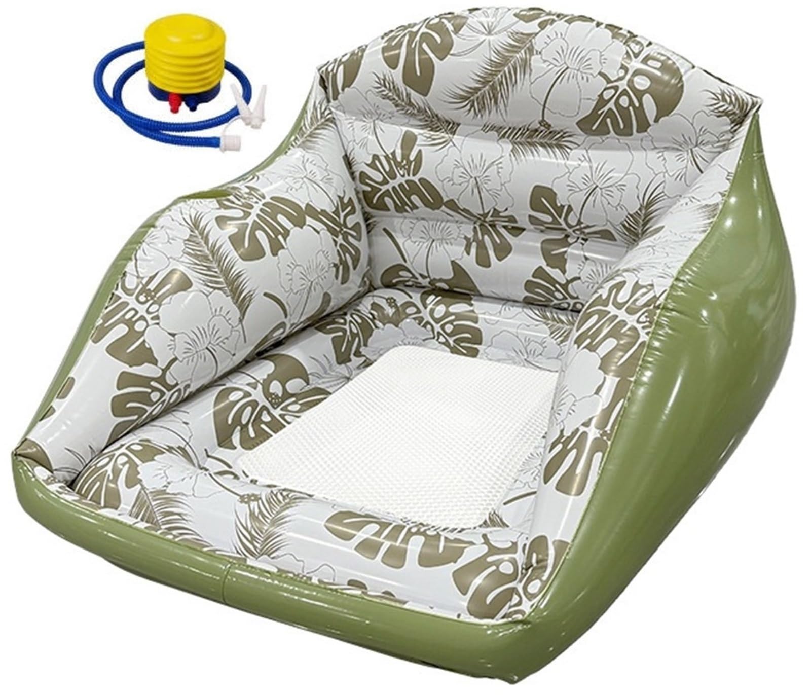 Chaise Longue De Piscine Gonflable 3 en 1, Hamac d'eau for Adultes, Flotteur avec Siège en Maille, Porte-gobelet, Robuste avec Pompe À Air, for Plage du Lac