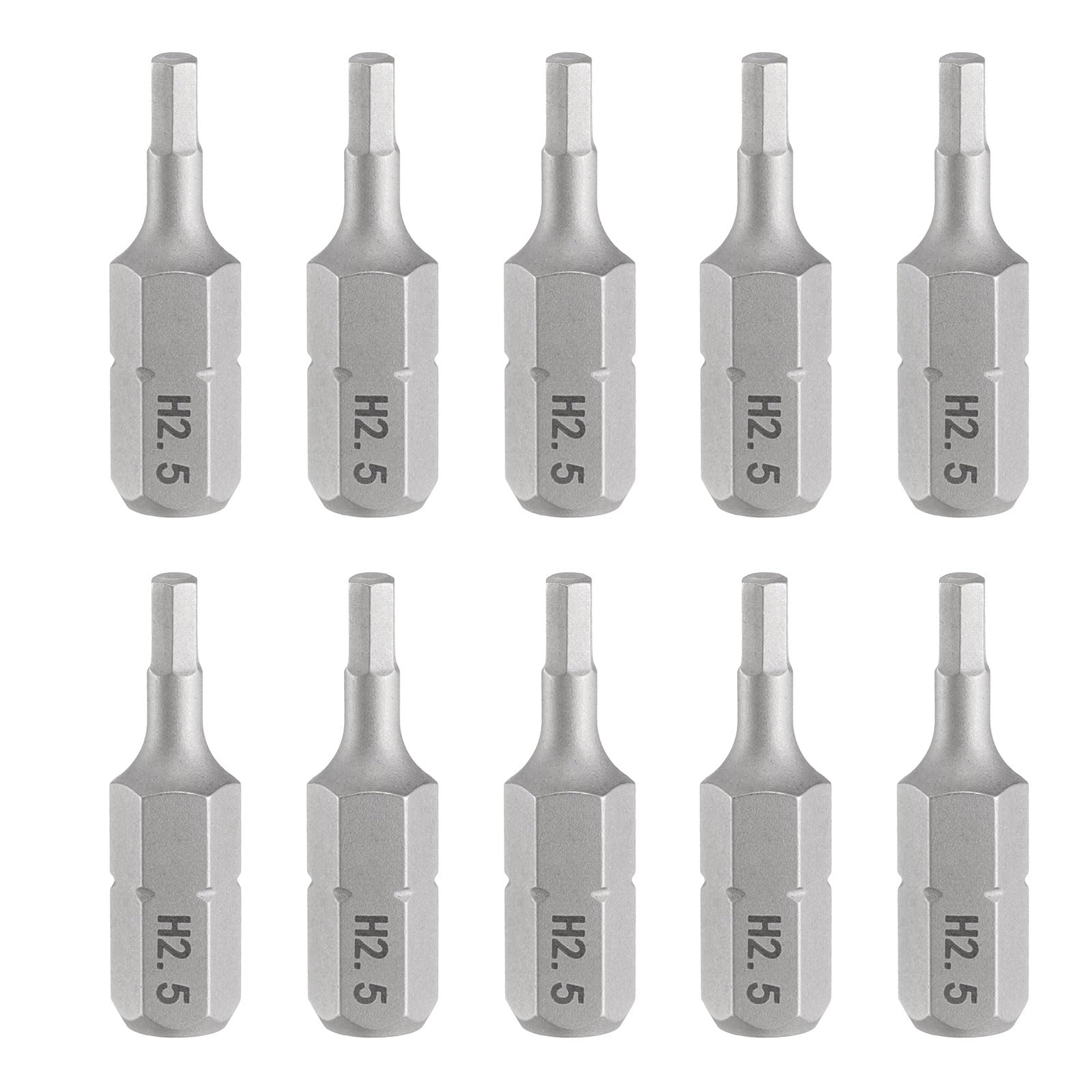 HARFINGTON 10pcs H2.5 Hex Screwdriver Bit 1/4" Hex Shank 25mm/1" Length Magnetic Hexagon Head S2 Steel Screw Driver Bit
