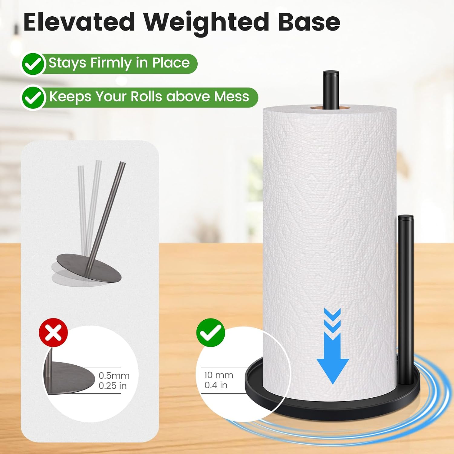 Magnetic Paper Towel Holder for Fridge Gold 2Pack,Black Paper Towel Holder Countertop image 3