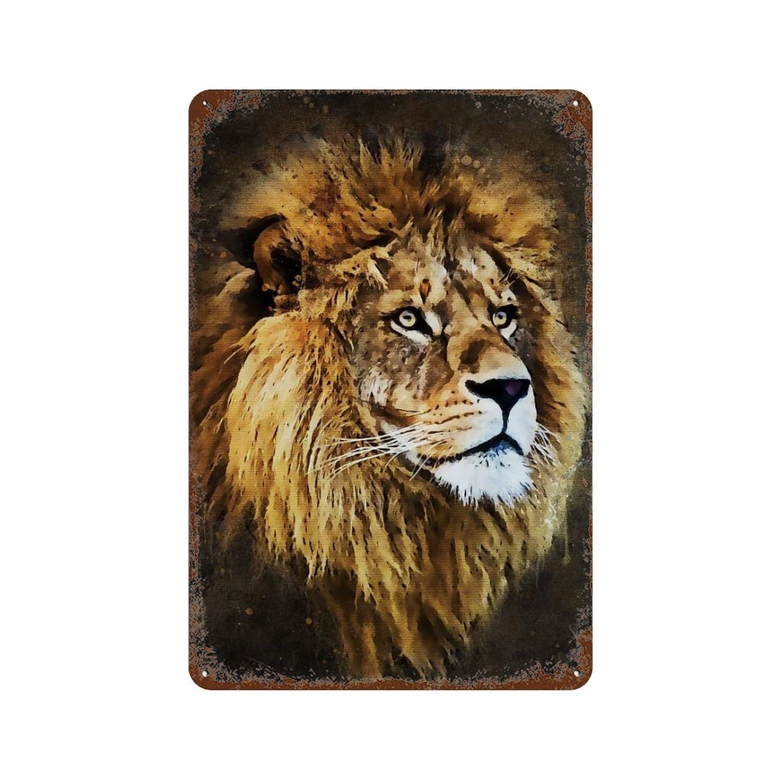 The Lion 11.8"x7.9" Vintage Rust Metal Sign, Decorative Metal Wall Art for Bistro, Counter And Cafe Decor