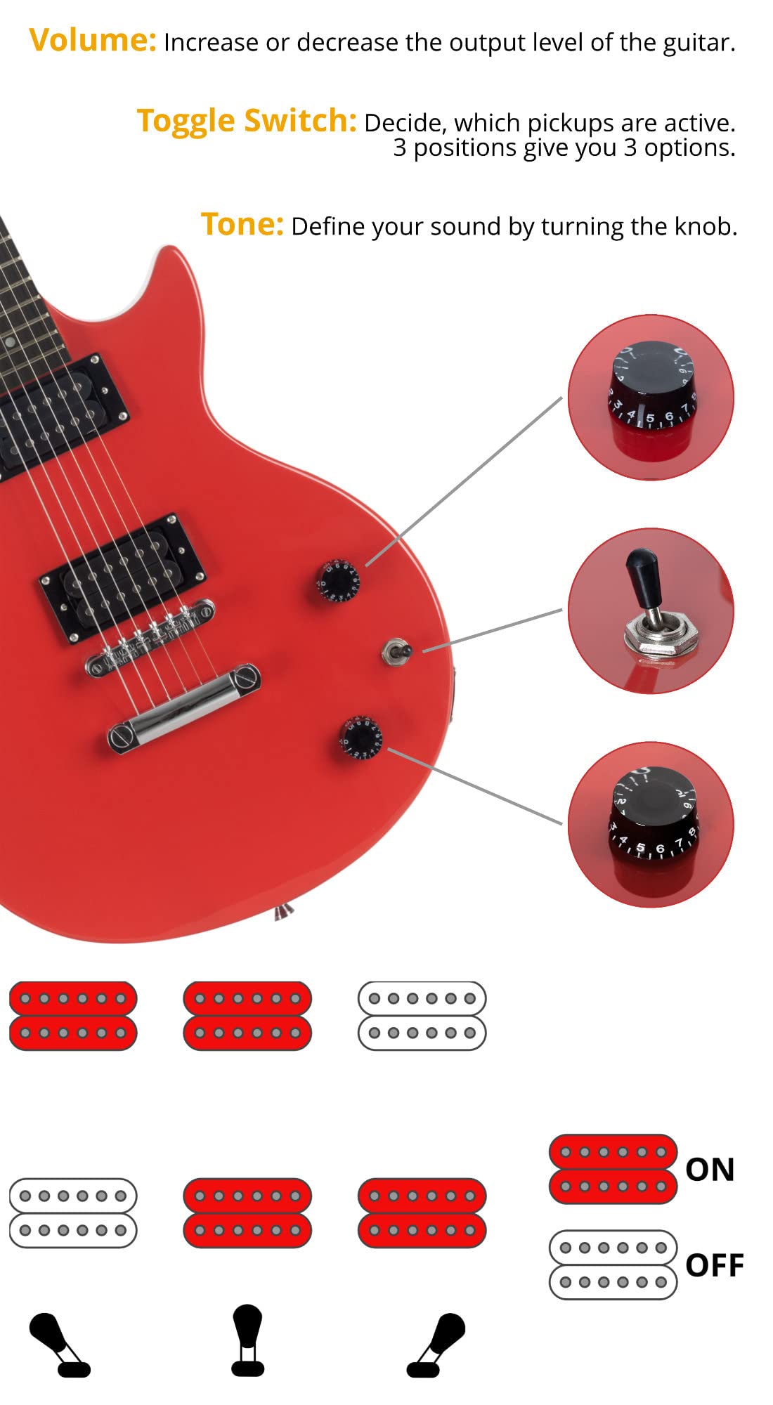 Rocktile Single Cut Pack Set Complet Guitare Électrique Puissante Rouge (Amplificateur, Accordeur, Housse, Câble, Sangle, Médiators, Cordes de Rechange et Cours avec CD/DVD)
