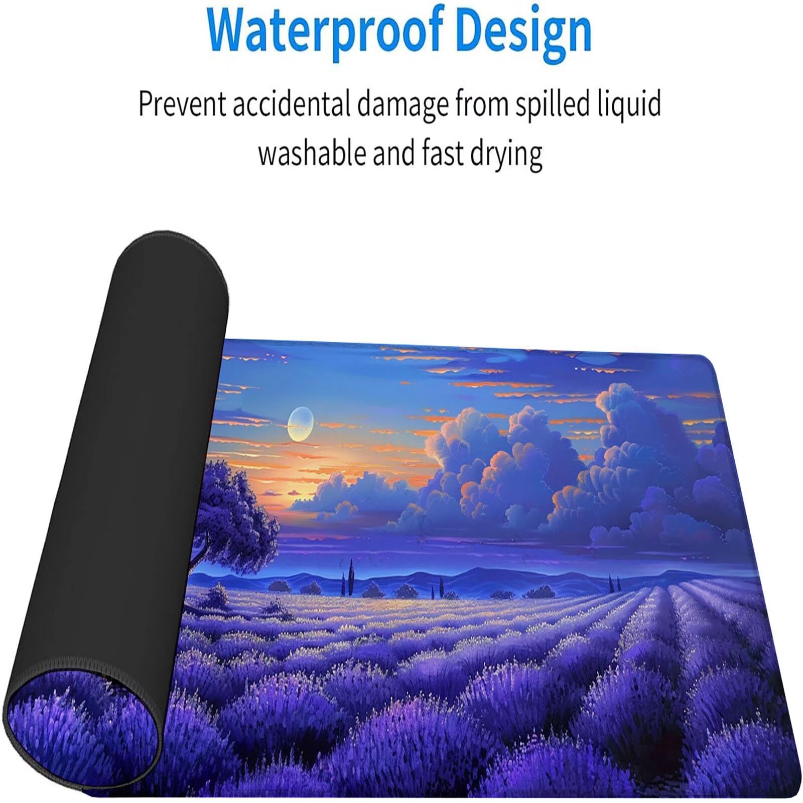 Tappetino Mouse Porpora, Luna Gaming Tappetino Mouse XXL 1200x600x3mm, Tappetino Scrivania Impermeabile e Antiscivolo, Migliora Precisione e Velocità Mouse Pad, per Accessori Gaming, Regalo J-1-Y
