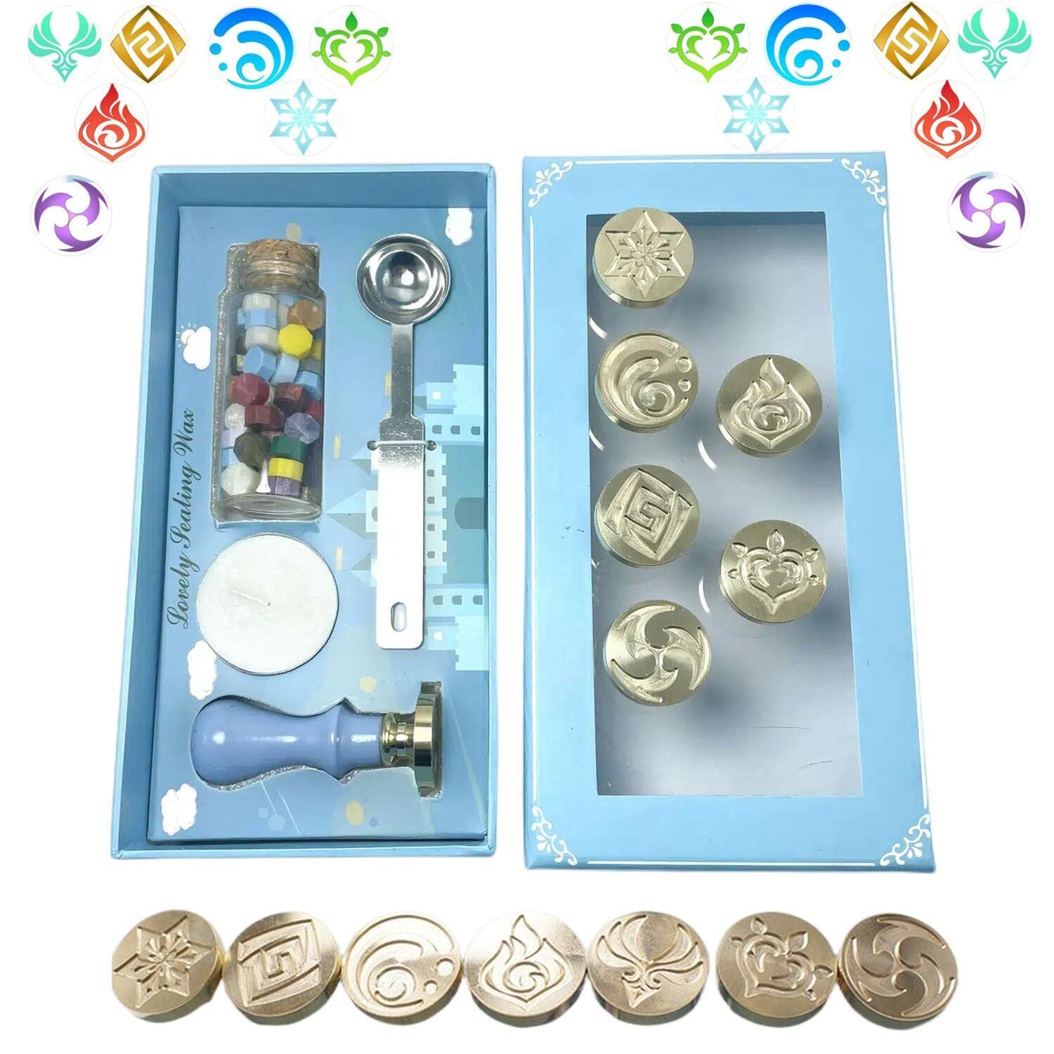 Amazon.co.jp: 原神 げんしん 封印 神の目 ハンコ 印鑑 周辺 岩 炎 風