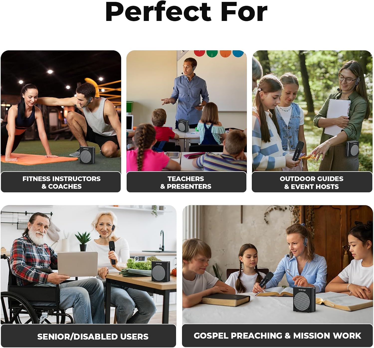 WinBridge Portable PA System with Bluetooth Microphone, 30W Wireless Voice Amplifier Speaker & Portable Microphone for Teachers, Tour Guide, Presentation, Coaching, Church, Classroom S91 - Image 8