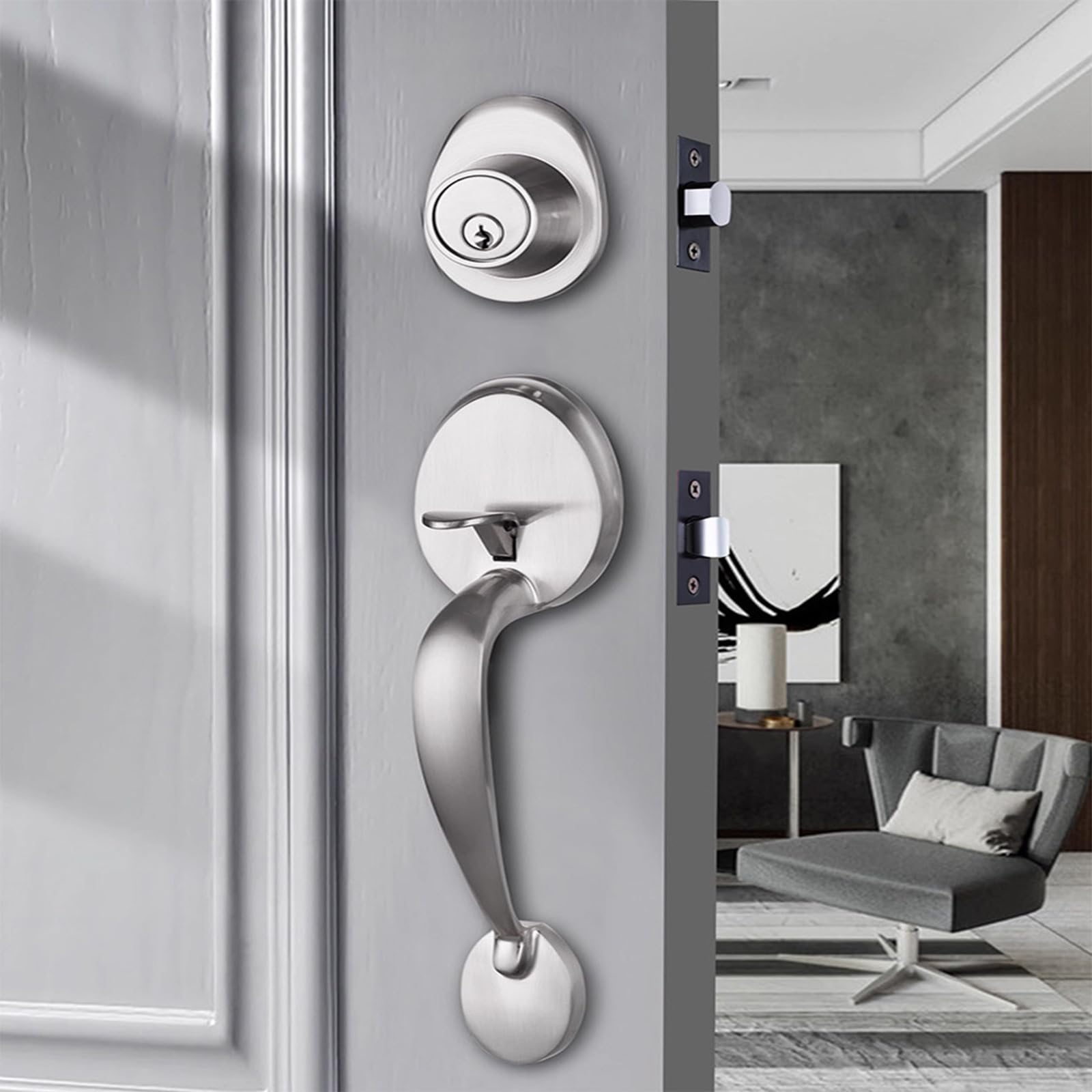Pièce de rechange pour porte de chambre à coucher, ronde, argent