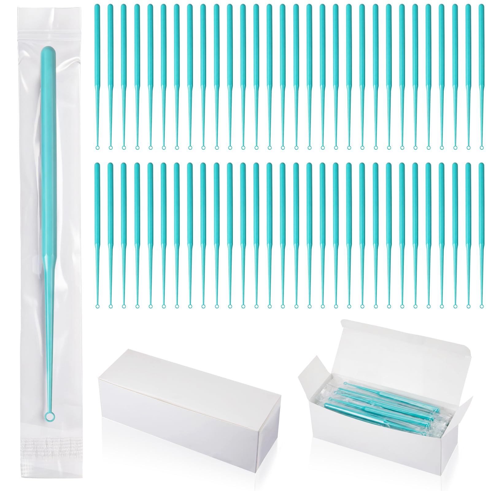 Havawish 100 Pcs Disposable Ear Curette Individually Wrapped Ear Wax Removal Tool Single Use Earwax Cleaners Pick Cleaning Tool for Home Clinic Hospital Gentle Canal Cleaning (Green 4 mm Round Tip)
