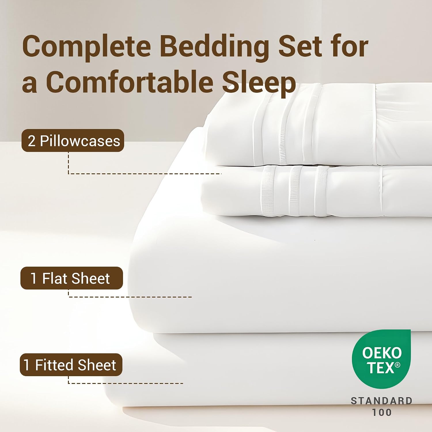 SheRest Queen Size Bed Sheet Set 4 Piece - 16 Inch Extra Deep Pocket, Double Brushed Microfiber, Soft & Dry Touch, Stay in Place, Wrinkle Free, Stain & Fade Resistant Bedding - White