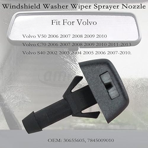 Miniatura 3 de 2 piezas de repuesto de boquilla de limpiaparabrisas para Volvo. OEM: 30655605, 7845009010. Negro
