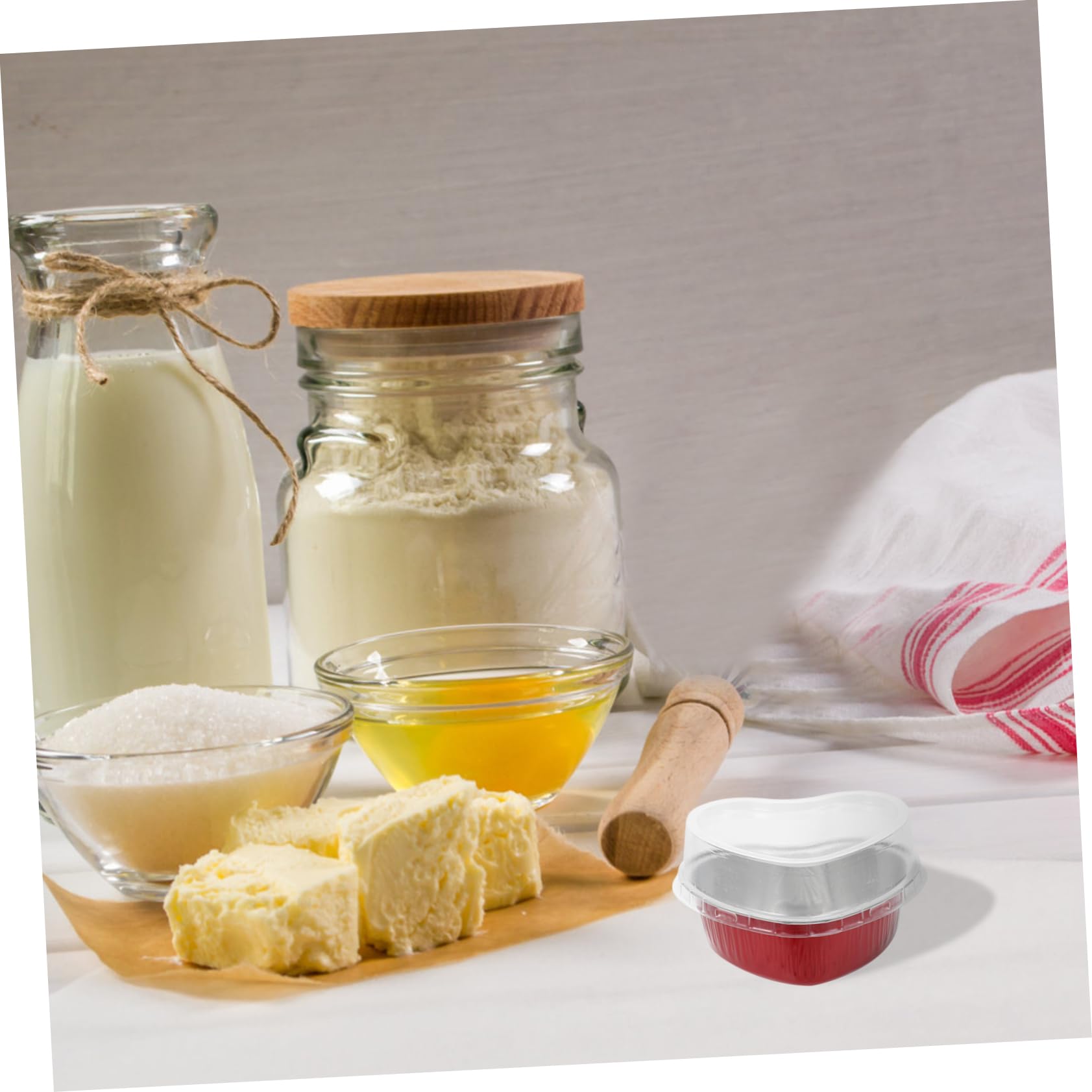 OFFSCH 100ml Heart Cup Aluminum Foil Baking Cups 50 Sets Easy to Use Sealed Ideal for Bbq Parties