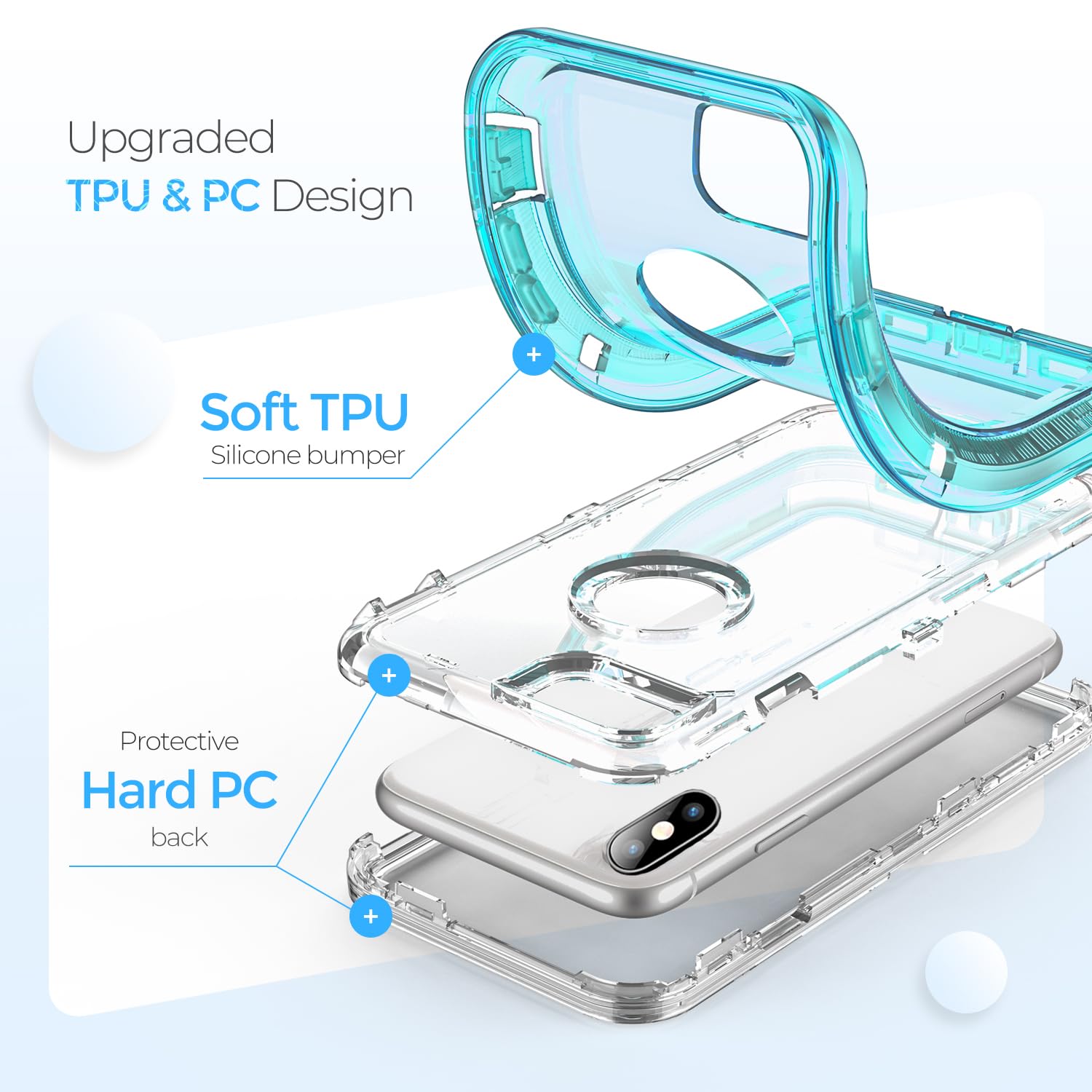 Diverbox Funda Para IPhone X / IPhone Xs [a Prueba De Golpes] [a Prueba De Caídas] [protector De Pantalla De Vidrio Templado] Funda De Protección Resistente Para Apple IPhone X/XS (azul