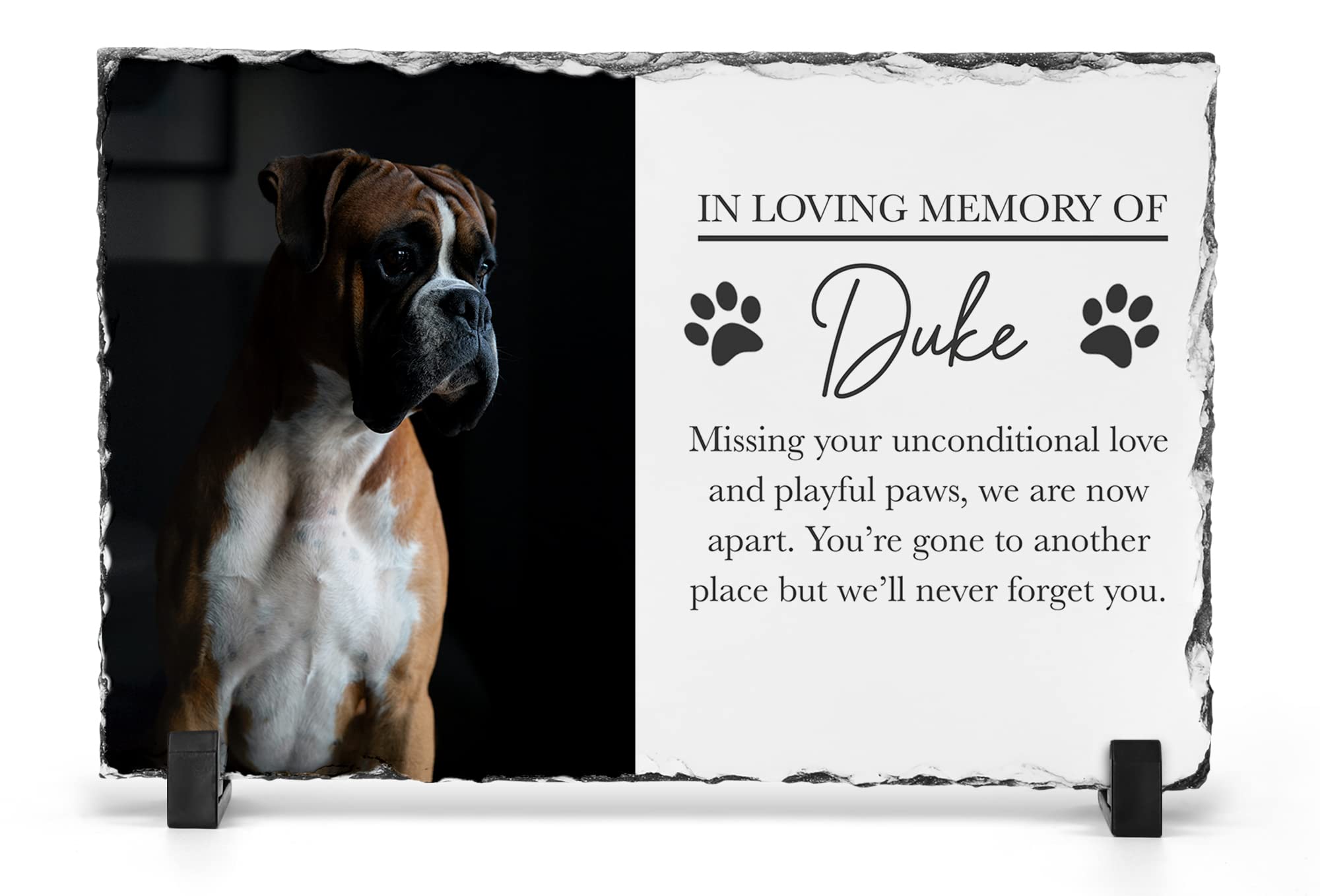 Personalised Pet Memorial Gift In Loving Memory Photo Slate Custom Dog Remembrance Plaque Picture Add Your Own Image Landscape With Stand 15x15 20x20 30x30 (12x22cm)