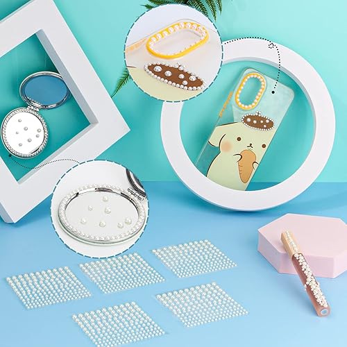 Miniatura 3 de Nicpro - 2475 calcomanías de perlas autoadhesivas, 4 tamaños, para maquillaje, gemas de perlas blancas, decoración para cara, cuerpo, uñas, cabello,