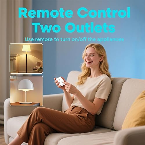 Miniatura 3 de LoraTap Mini adaptador de enchufe de control remoto inalámbrico (paquete de 2) con control remoto, interruptor de pared de 2 canales, rango de