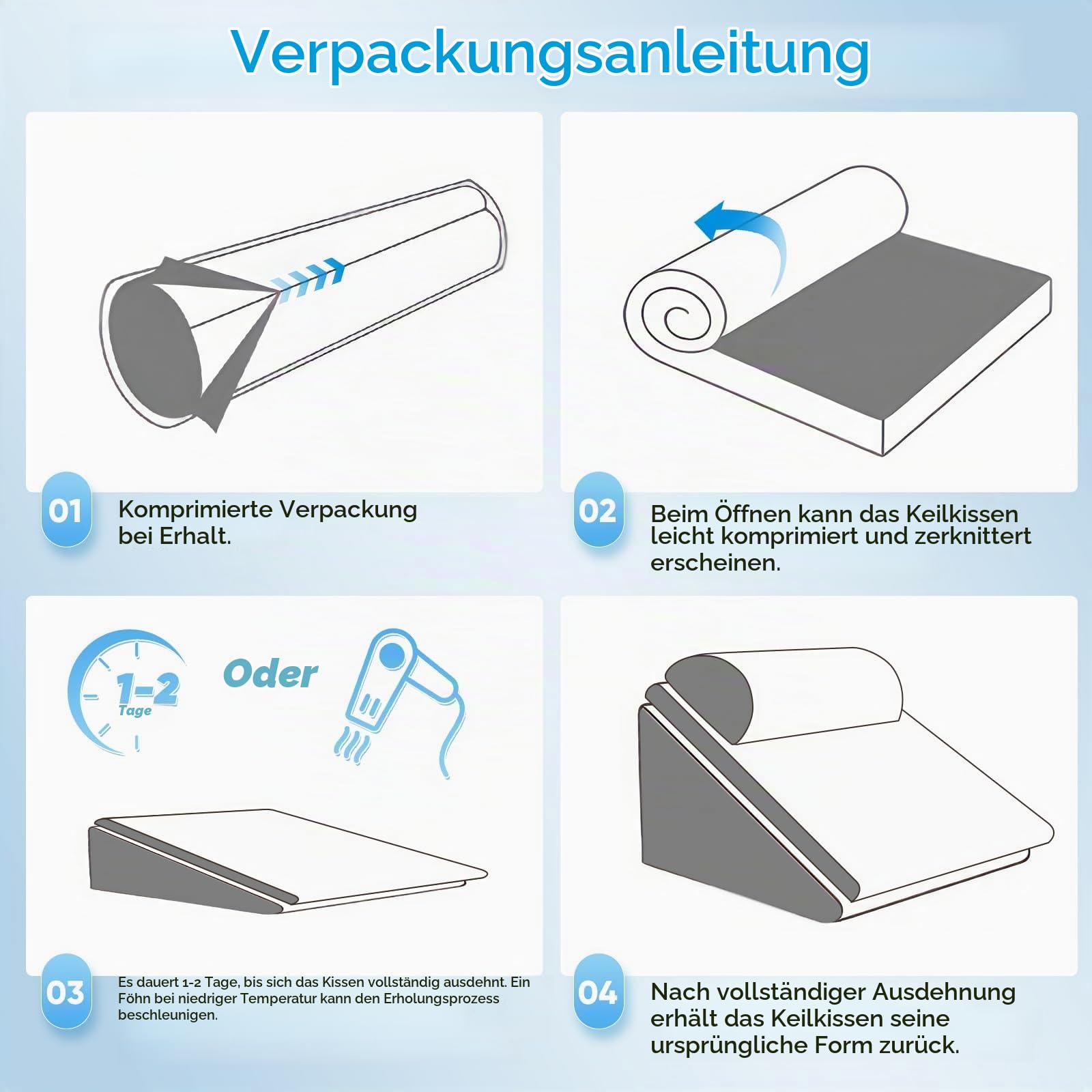3 in 1 Verstellbares Keilkissen für Bett und Sofa, Hochdichteschaum Memory-Schaum Lesekissen, Orthopädisches Keilkissen für Reflux Schlafapnoe, Beinkissen, Beim Spielen, Lesen oder Fernsehen