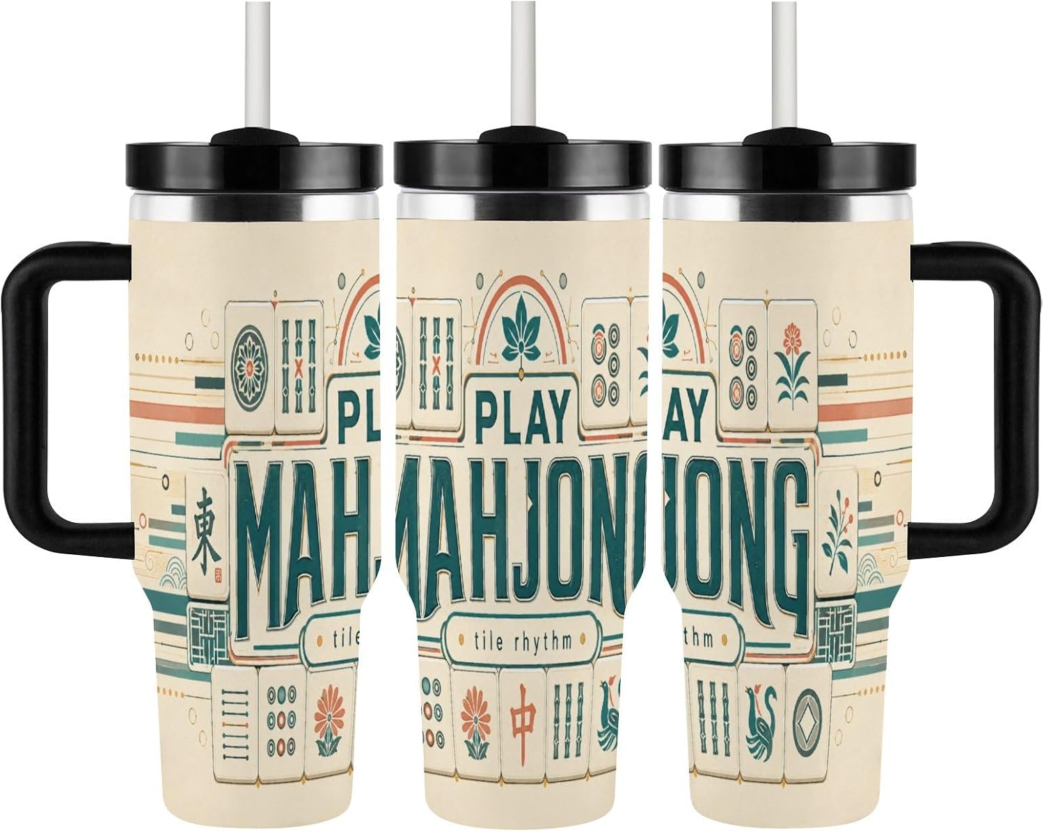 Play Mahjong Modular Grid 40 oz travel tumbler