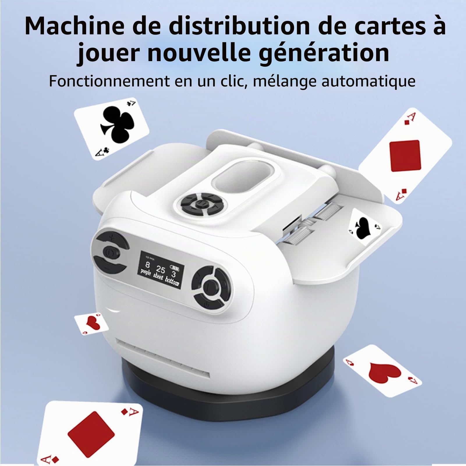 Elprico Magasin Automatique de Cartes et Concessionnaire, Machine de Shuffler de Carte Rechargeable et Programmable avec Une Opération Silencieuse pour Le Poker, Le Pont et Les Jeux