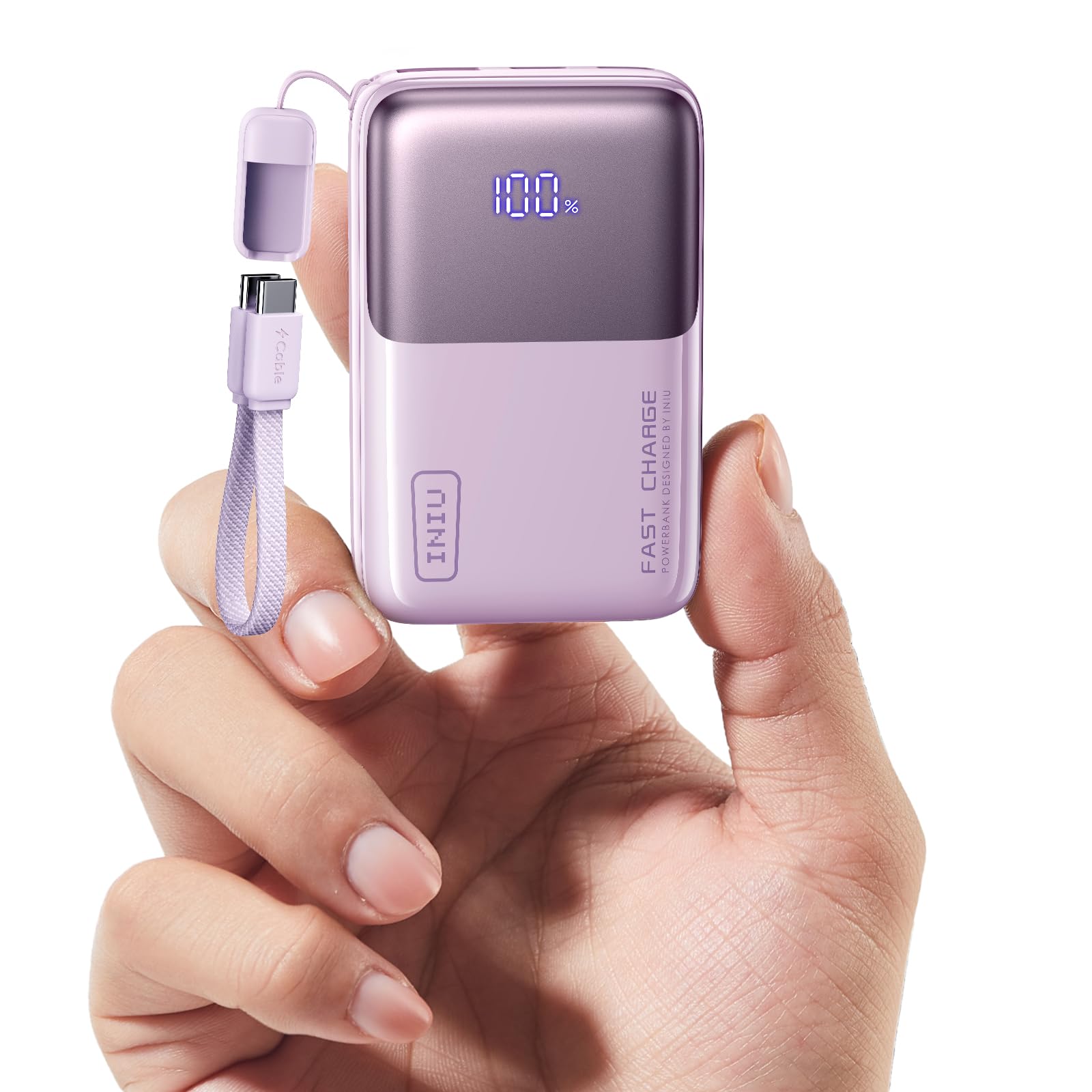 INIU Mini Power Bank, 45W 10000mAh Ricarica Rapida Powerbank, PD3.0 QC4.0 USB C Input & Output Caricatore Portatile per iPhone 17 16 15 14 13 Pro Max, Samsung S22, Viola Chiaro