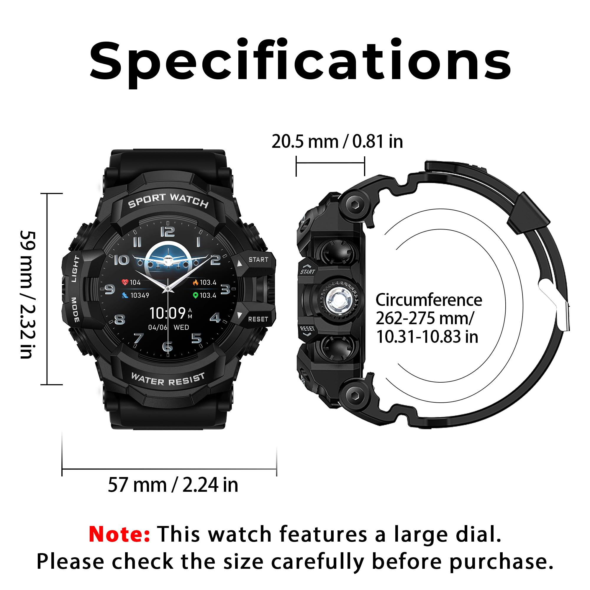 Reloj inteligente militar para hombre (contestar/hacer llamadas), iOS y