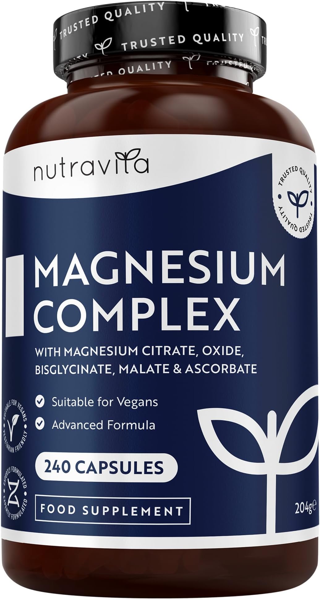 Nutravita Magnesium Supplements 5-in-1 Complex 1146mg - Which? Best Buy 2025-240 High Strength Capsules - 400mg Elemental Magnesium: Bisglycinate, Citrate, Malate, Oxide, Ascorbate - Muscles & Sleep