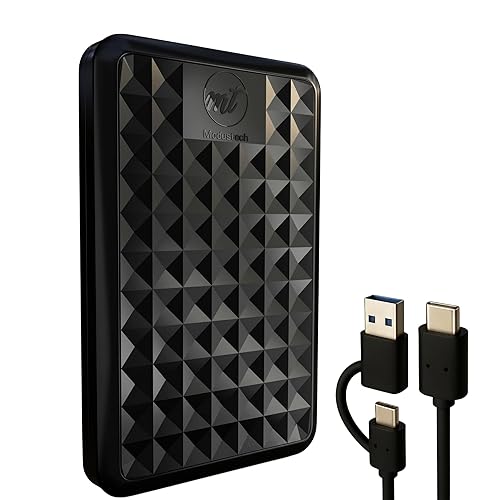 ModusTech Facet 640GB External Hard Drive Portable USB-C/USB 3.1 Plug & Play Ultra- Slim HDD Hard drive for Backup, Gaming, PC, Mac, Laptop, PS4, Xbox, Smart TV (Black)