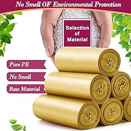 4 Gallon 180pcs Small Gold Trash Bags Strong Golden Garbage Bags, Bathroom Trash Can Bin Liners, Gold Plastic Bags for Home Office, Waste Basket Liner, Fit 12-15 Liter, 3.5,4,4.5 GalGolden 180