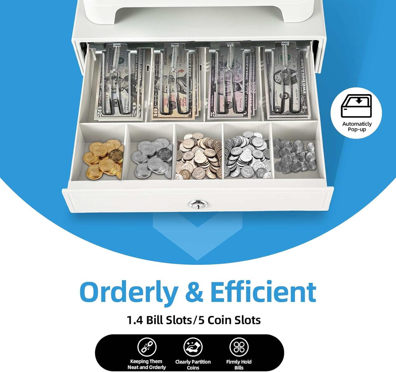 Sistema Tpv con Cajón Portamonedas, 48 ​​Teclas, Pantalla Led De 8 Dígitos, Caja Registradora Comercial E Impresora para Comercios Y Restaurantes: Gestión Electrónica De Efectivo Eficiente.