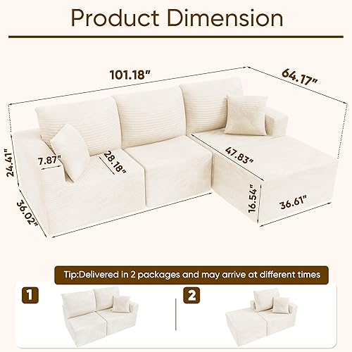 Miniatura 2 de Sofá modular de 102 pulgadas, sofá modular de 4 asientos con asiento profundo, cómoda espuma viscoelástica, sofás tapizados sin hueso para sala de