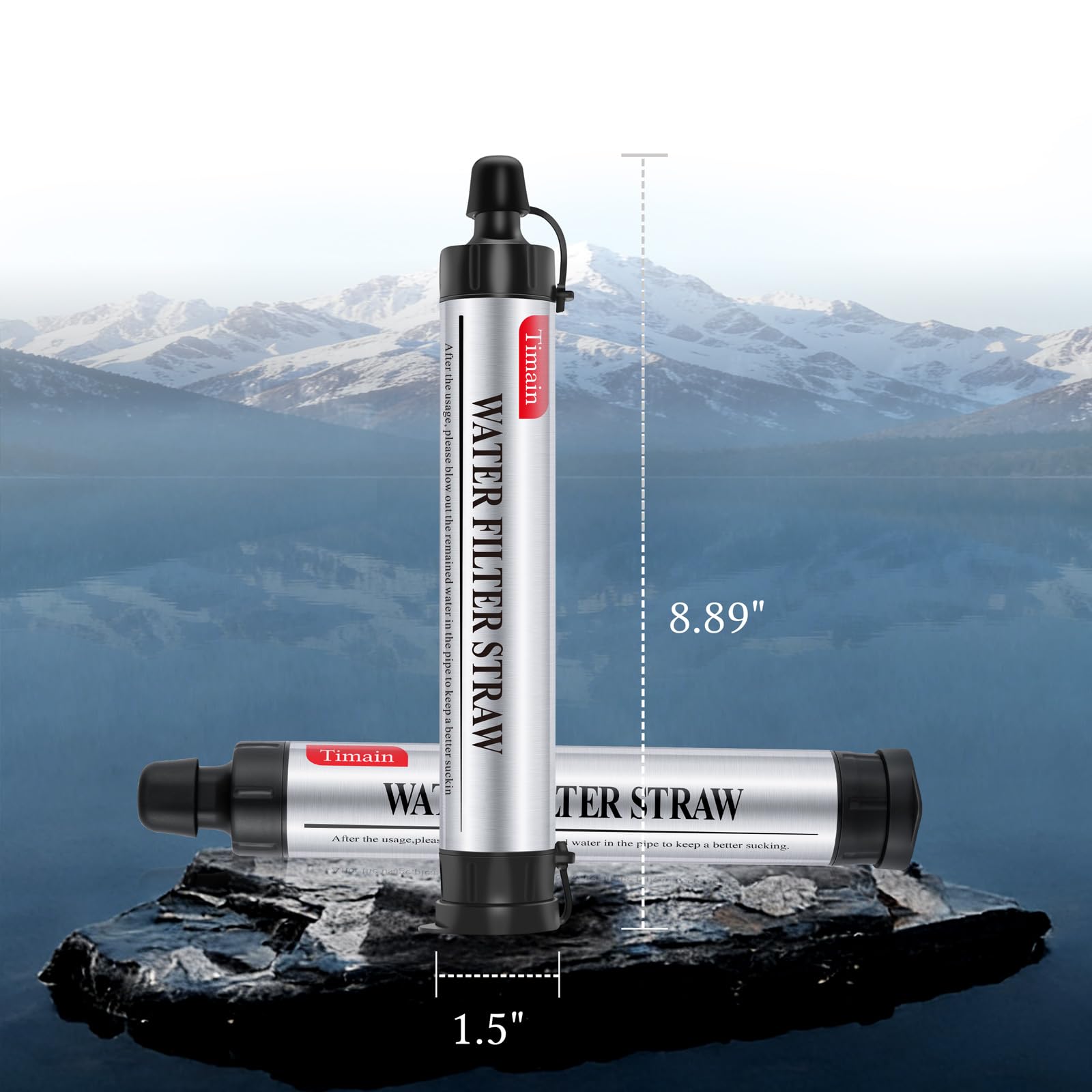 Timain Filtración de 4 etapas, filtro de agua de alto caudal, pajita, purificador de agua, supervivencia para kits de emergencia, viajes, camping, senderismo, pesca, caza, 6 unidades