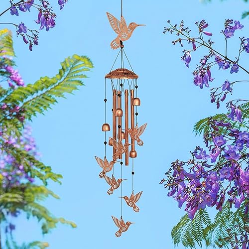 Miniatura 2 de Campanillas de viento de colibrí para exteriores, campanillas de viento de metal, regalos de colibrí para mujereshombres, decoración de jardín al