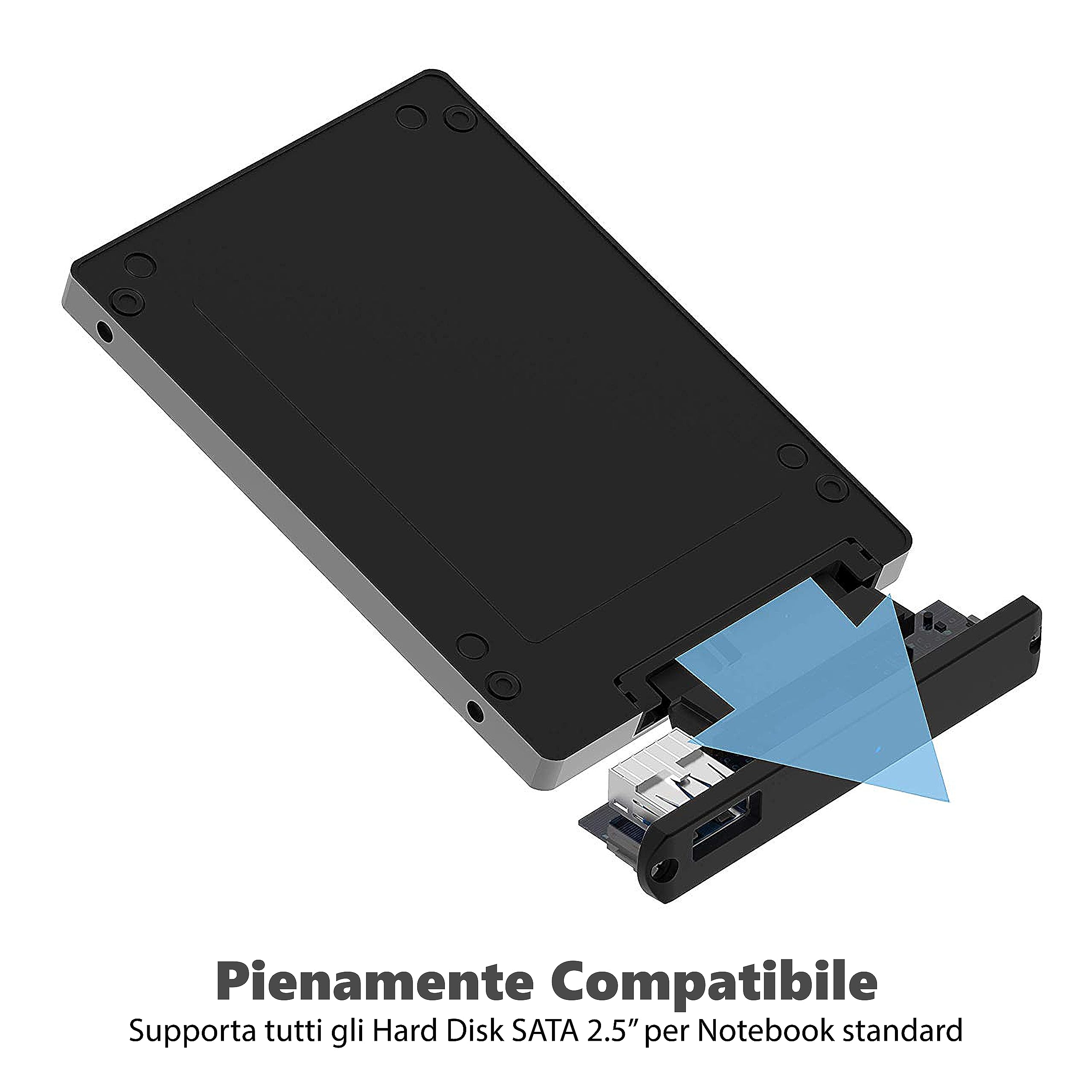 SABRENT Case SSD/HDD Hard Disk Esterno da SATA 2.5'' a USB 3.2 Gen 1, [Supporto UASP SATA III] Alluminio Nero (EC-UK30)