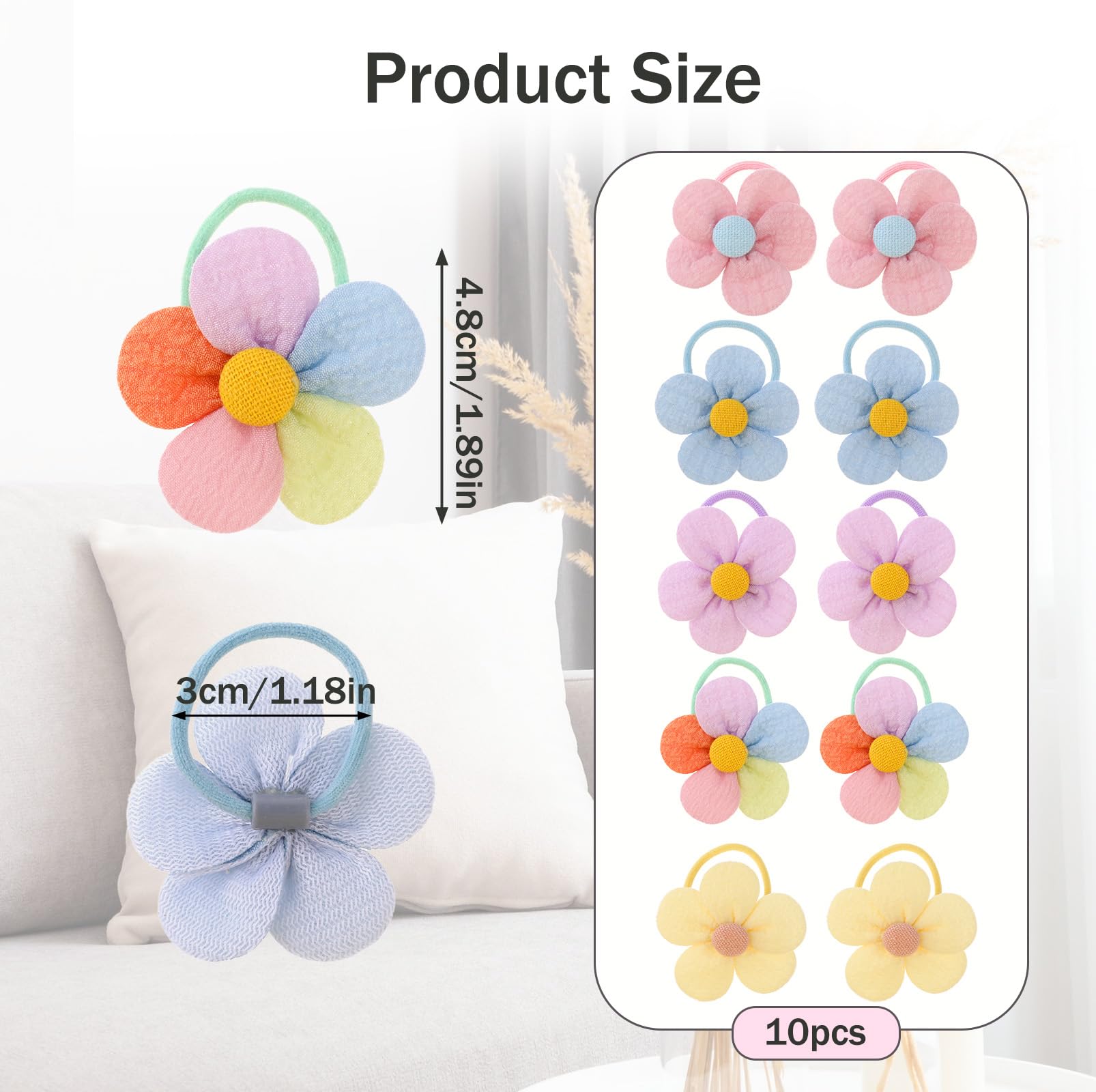 10 Elastici Per Capelli Bambine Con Fiori E Fiocchi - Morbidi E Senza Cuciture Per Code
